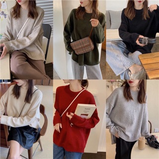 Áo len trơn xẻ tà dáng oversize
