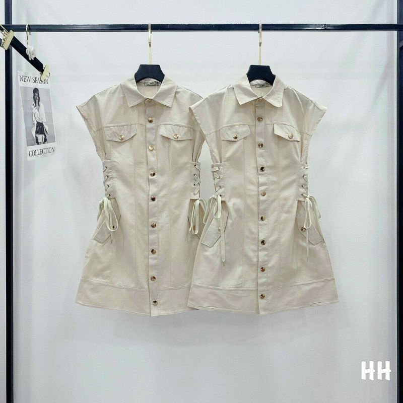 Váy kaki dây đan eo