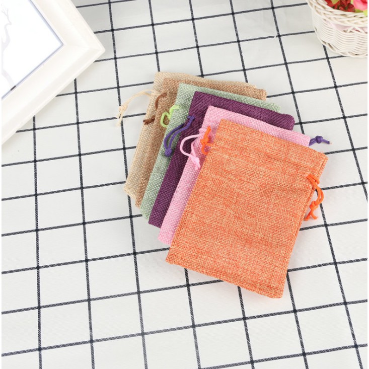 Túi Rút Canvas Vải Lanh 17cmx23cm Nhiều Màu, Xinh Xắn, Đựng Phụ Kiện, Đồ Dùng Cá Nhân, Đàn Kalimba