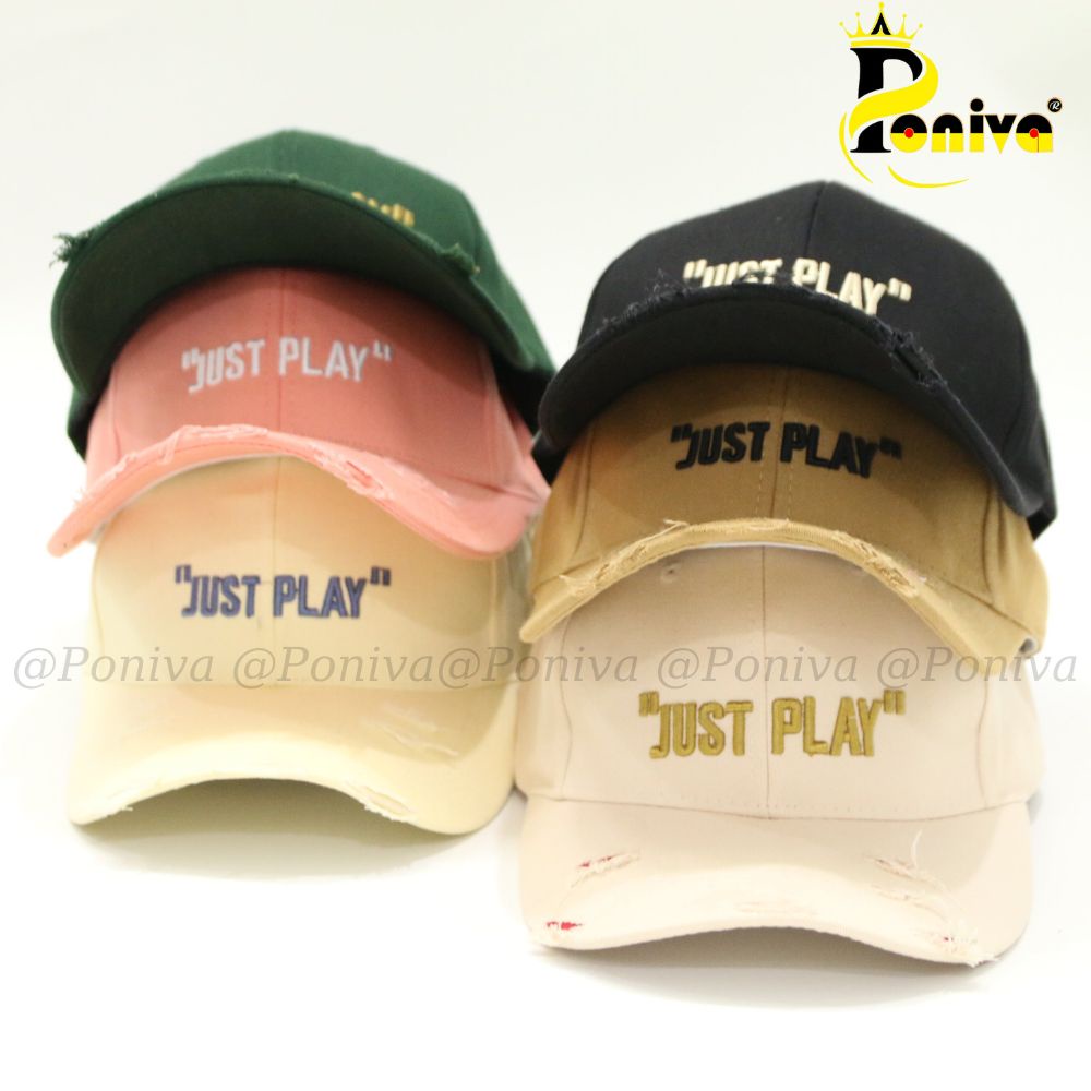 Mũ lưỡi trai ❤️ Nón kết thêu chữ Just Play chất kaki cao cấp phối tua rua form unisex phong cách Ulzzang PONIVA siêu hot