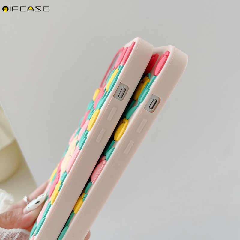 Ốp Điện Thoại Silicone Mềm Chống Sốc In Hình Hoa Tulip 3D Cho iPhone 13 12 11 Pro Max XS Max XR X 7 8 Plus