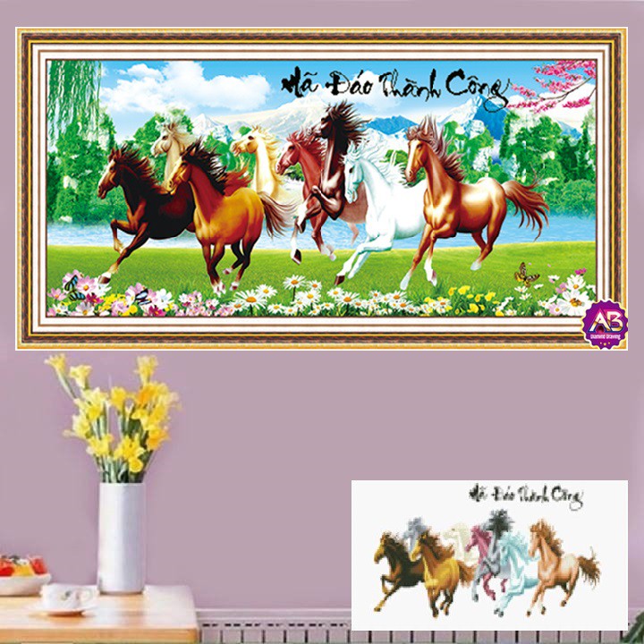 Tranh đính đá Mã đáo thành công DF202 Kích thước 150 x 70cm