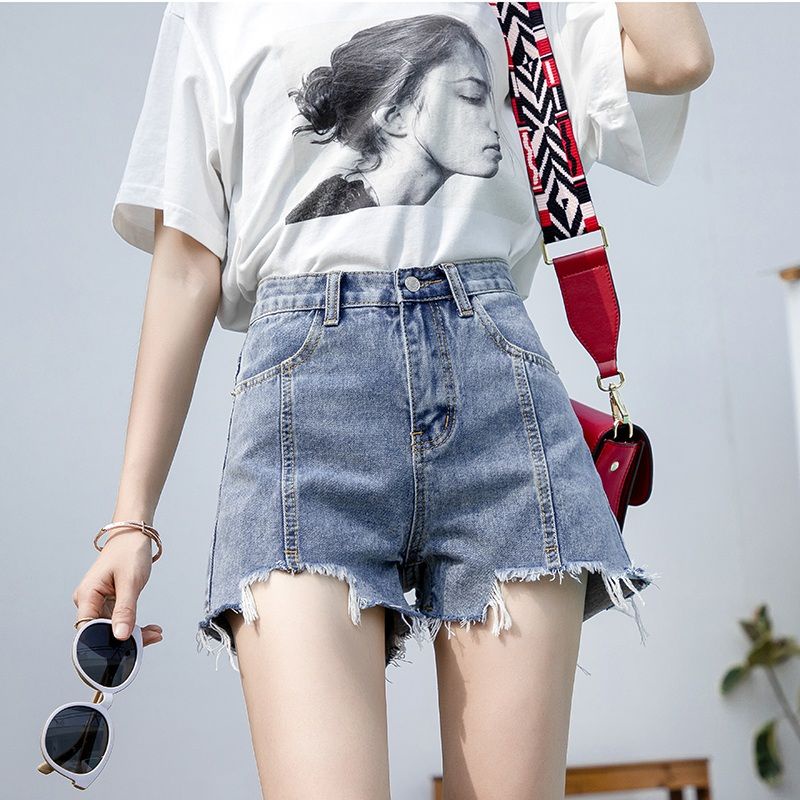 Quần Short Denim Lưng Cao Ống Rộng Mềm Mại Thời Trang Mùa Hè 2022 Phong Cách Hàn Quốc Cho Nữ