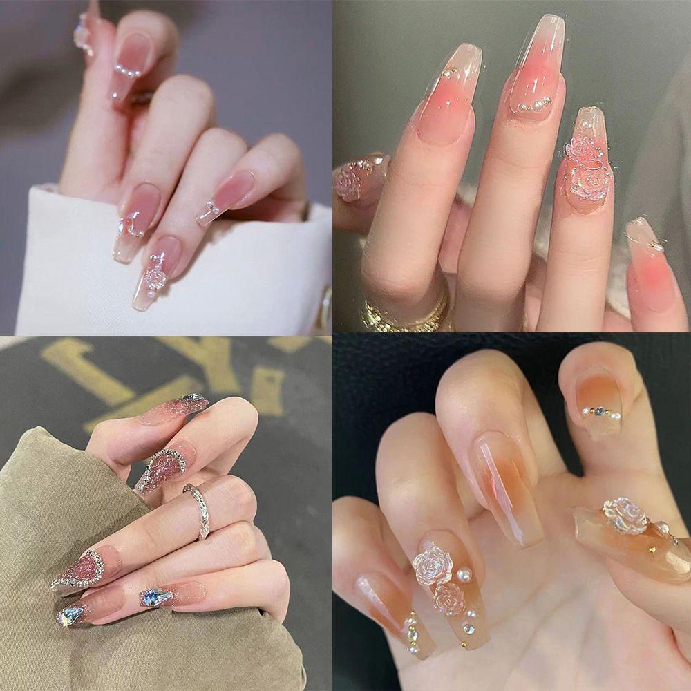 Bộ 24 Móng Tay Giả Màu Hồng Ngọt Ngào
