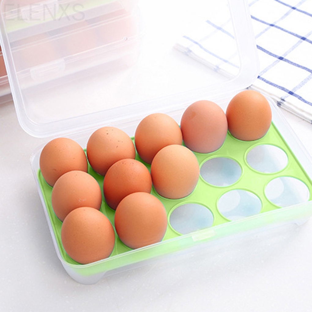 Khay Nhựa Trong Suốt Đựng Trứng 15 Ngăn Có Nắp Đậy Tiện Dụng