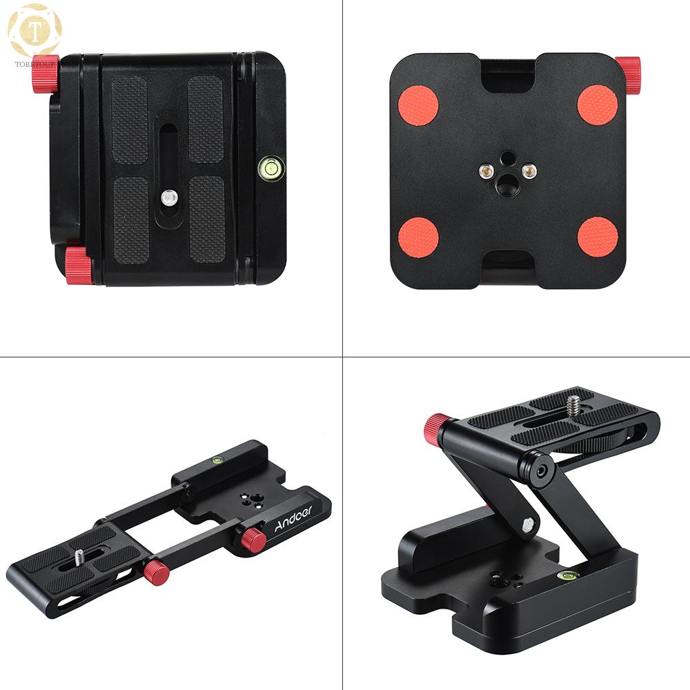 Shipped within 12 hours】 Andoer New Z-shaped Aluminum Alloy Foldable Camera Camcorder Desktop Holder Quick Release Plate Tilt Head for Nikon Canon Sony Pentax DSLR Camera Video Track Slider Tripod Film Making Macrophotography Tilt Head [TO]