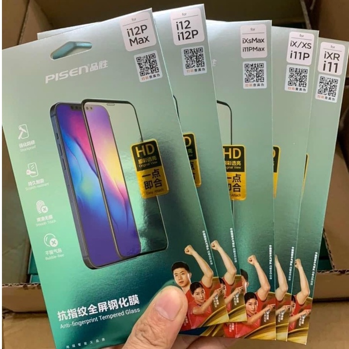 Kính cường lực full màn iphone Pisen  x/xr/xs/11/12/pro/max/plus/promax LINH PHỤ KIỆN VTECH