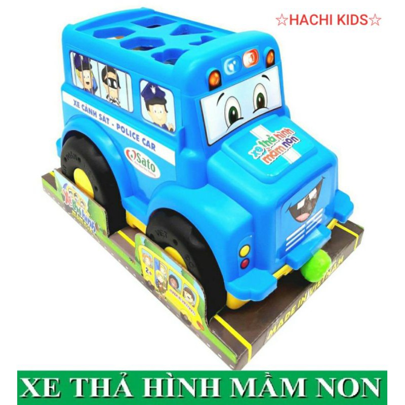 Đồ chơi xe bus thả hình khối màu vàng 24 chi tiết nhựa an toàn SATO