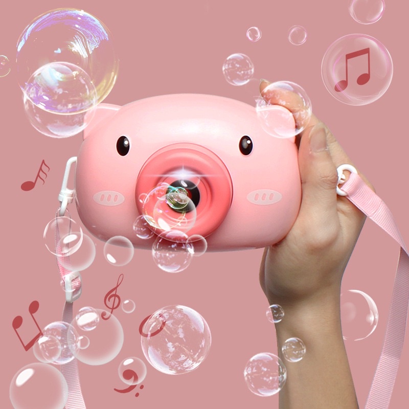 Phun bong bóng camera Heo  HCM-GIÁ SỈ  Đồ Chơi Phun bong bóng tự động có nhạc hình chú heo hồng đáng yêu cho bé