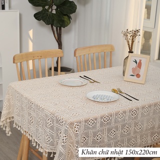 Khăn trải bàn ren họa tiết phong cách Vintage Bắc Âu