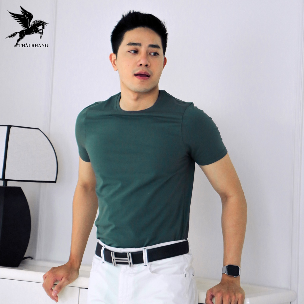 Áo thun nam cổ tròn cotton 100% THÁI KHANG vải cotton dày mềm siêu mát ATRON11