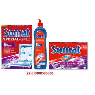 Combo Hộp Somat 25v+ Muối Somat 1,2kg+ Nước làm bóng Somat 750ml NK Đức cho máy rửa chén bát