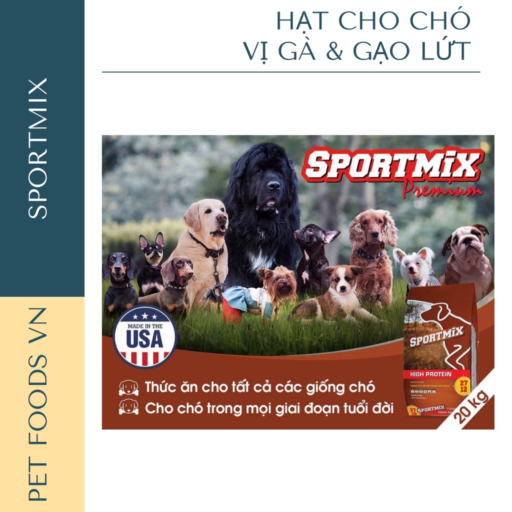 Hạt cho chó SPORTMIX High Protein 20kg vị Gà &amp; Gạo Lứt