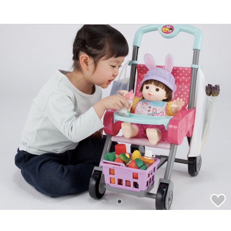 Bộ xe đẩy Nhật búp bê và phụ kiện giỏ của hãng People