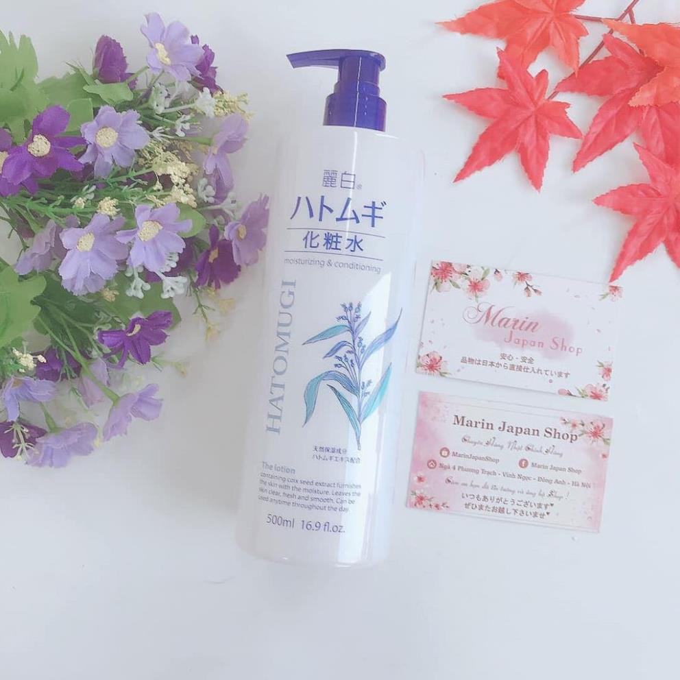 Nước hoa hồng lotion ý dĩ hatomugi mẫu mới có vòi tiện lợi 500ml cấp ẩm cao