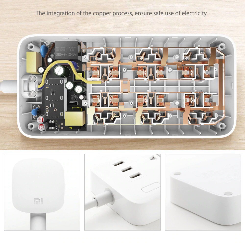 Ổ Cắm Điện Xiaomi Mijia 6 Lỗ 3 USB 2A CXB6-1QM CHÍNH HÃNG