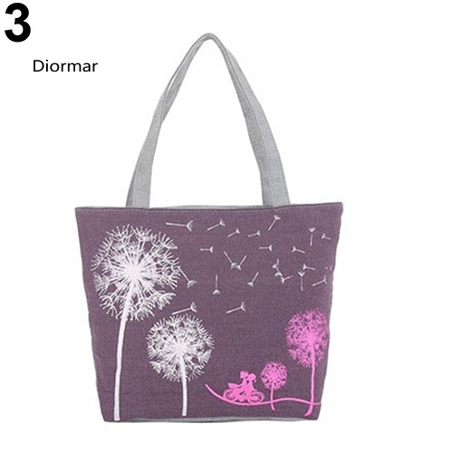 Túi tote đeo vai vải canvas in hình hoa bồ công anh thời trang cho nữ