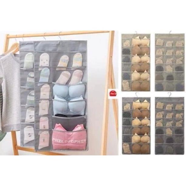 Túi treo tủ đựng đồ lót tất vớ 2 mặt 30 ngăn tiện lợi - Túi đựng đồ lót, áo ngực, vớ 2 mặt 30 ô tiết kiệm không gian.