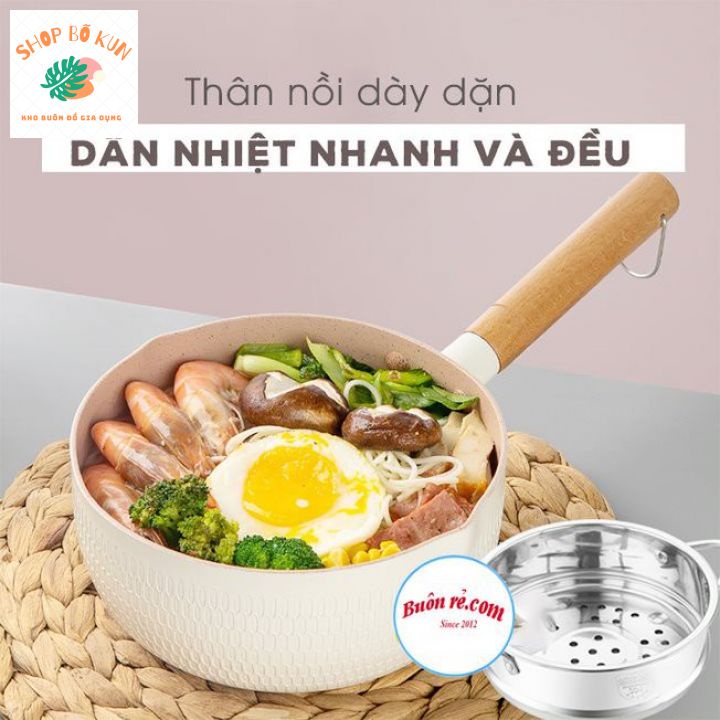 Chảo đá chống dính bếp từ sâu lòng vân đá 18cm vung rời dùng cho mọi loại bếp Chảo chống dính cao cấp bếp từ bếp điện .
