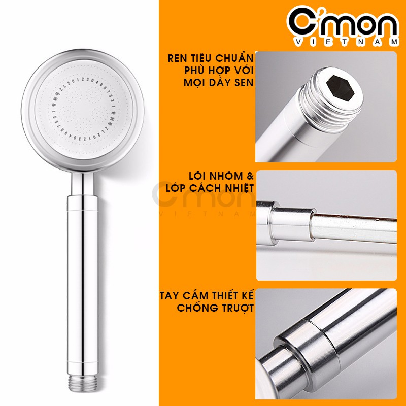 Bộ vòi sen siêu tăng áp C'MON TS-122 + dây sen + cài sen