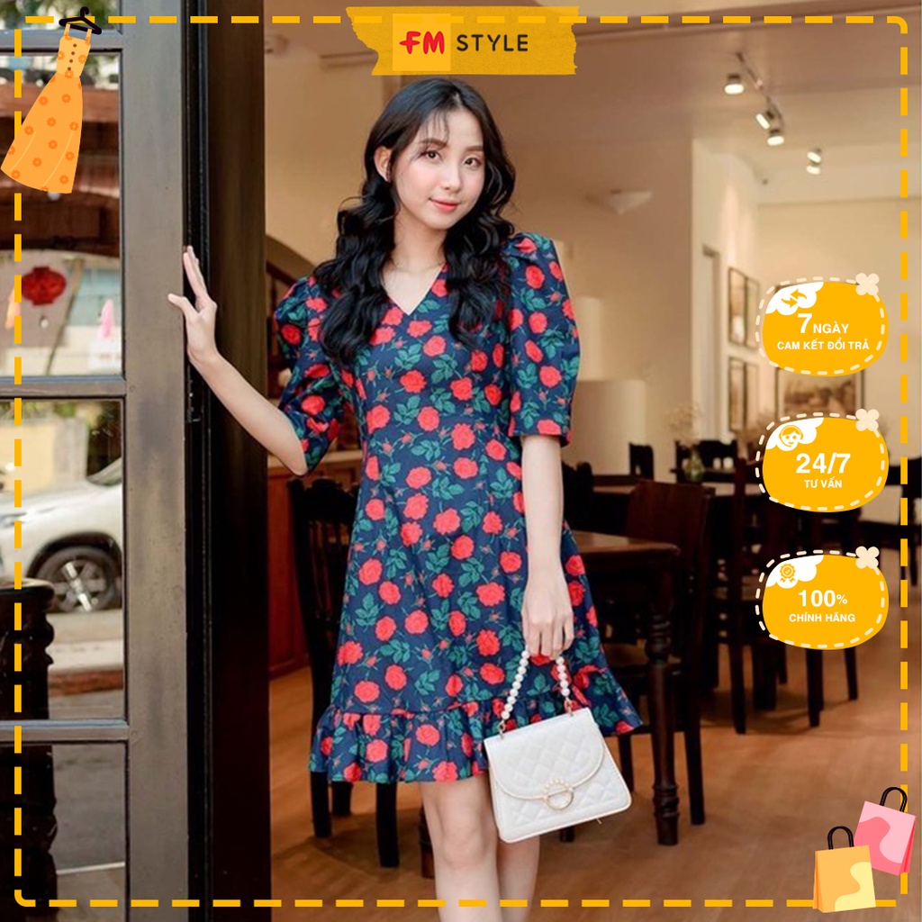 Váy thiết kế tay phồng cổ tim nữ FM Style thiết kế bèo thanh lịch nữ tính I Fm Style Online 220302422