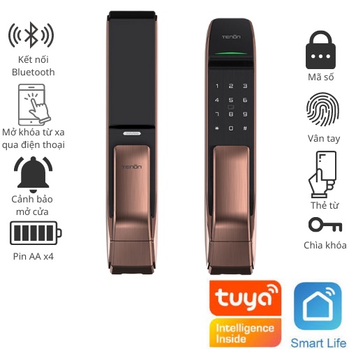Khóa cửa vân tay Tenon A2C tương thích Tuya theo dõi qua điện thoại trên app Tuyasmart