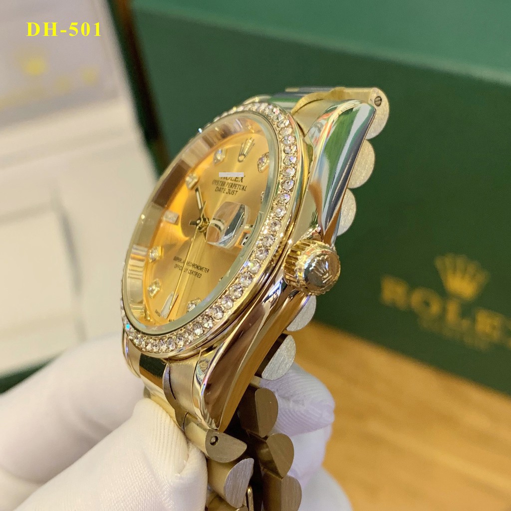 [Size 38 - Hàng cao cấp]  Đồng hồ nam ROLEX S-38mm đính viền đá dây kim loại đúc đặc cao cấp bảo hành 12 tháng fullbox | BigBuy360 - bigbuy360.vn