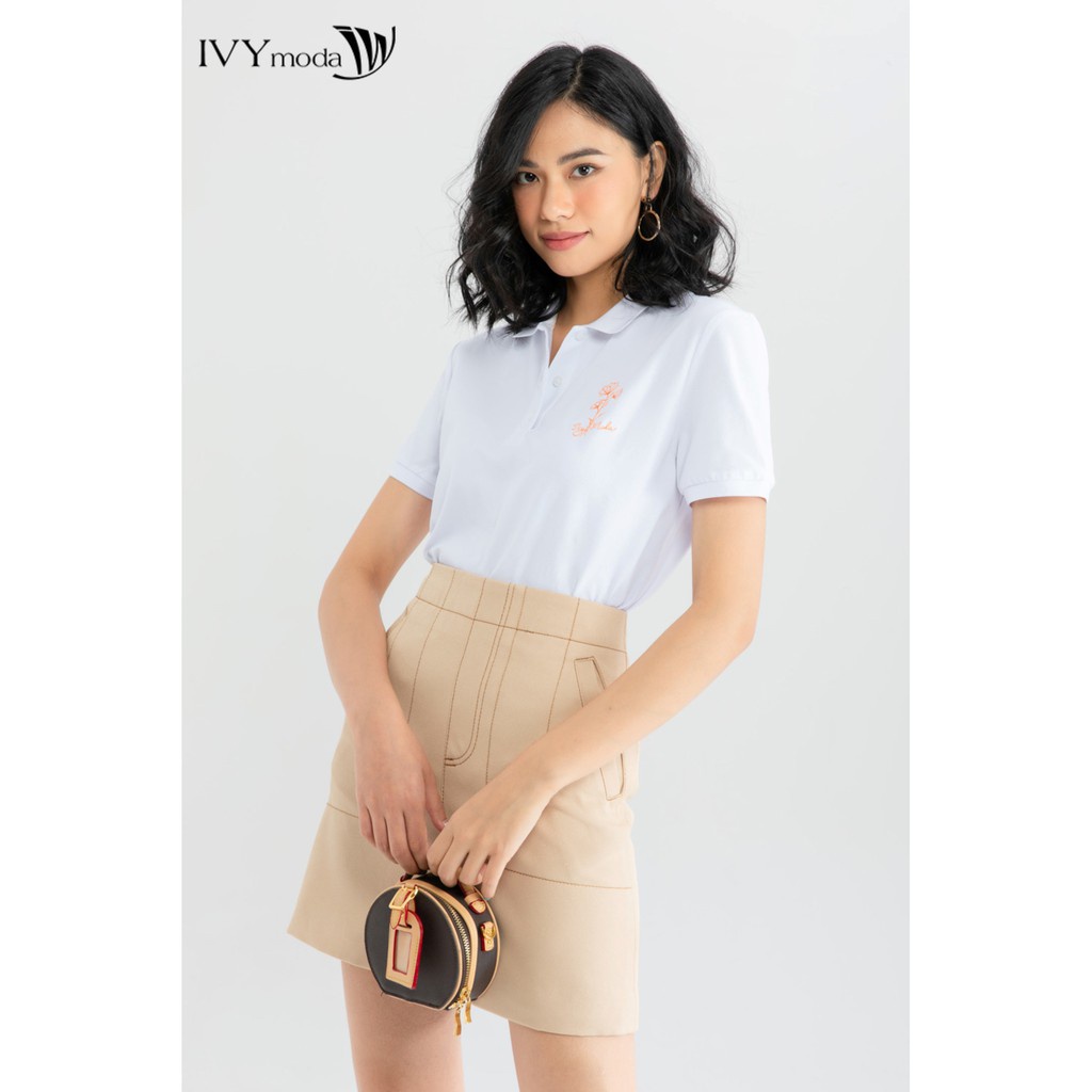 Áo polo nữ thêu hình IVY moda MS 57T0032