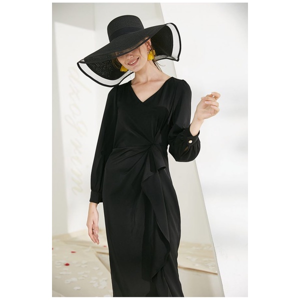 Váy đầm nữ thiết kế cổ tim xẻ tà Gemmi fashion, DK8376