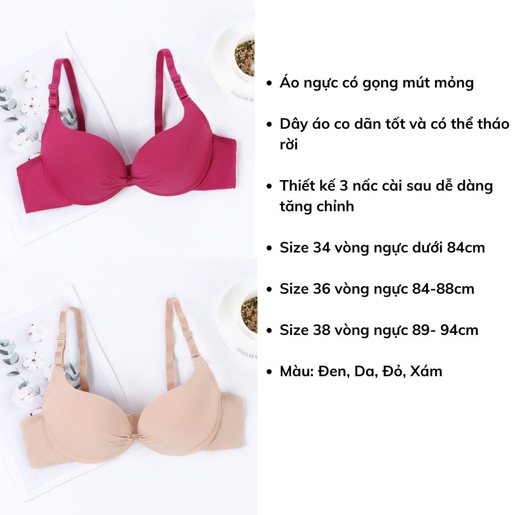 Áo ngực nữ có gọng đệm mút mỏng nâng ngực, áo lót không dây đẹp và gợi cảm DEVARI A1922