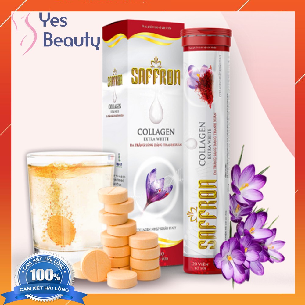 Viên Trắng Da Saffron Collagen Extra - Viên Sủi Cao Cấp Công Nghệ Nhật Bản - Chính Hãng Hộp 20 Viên