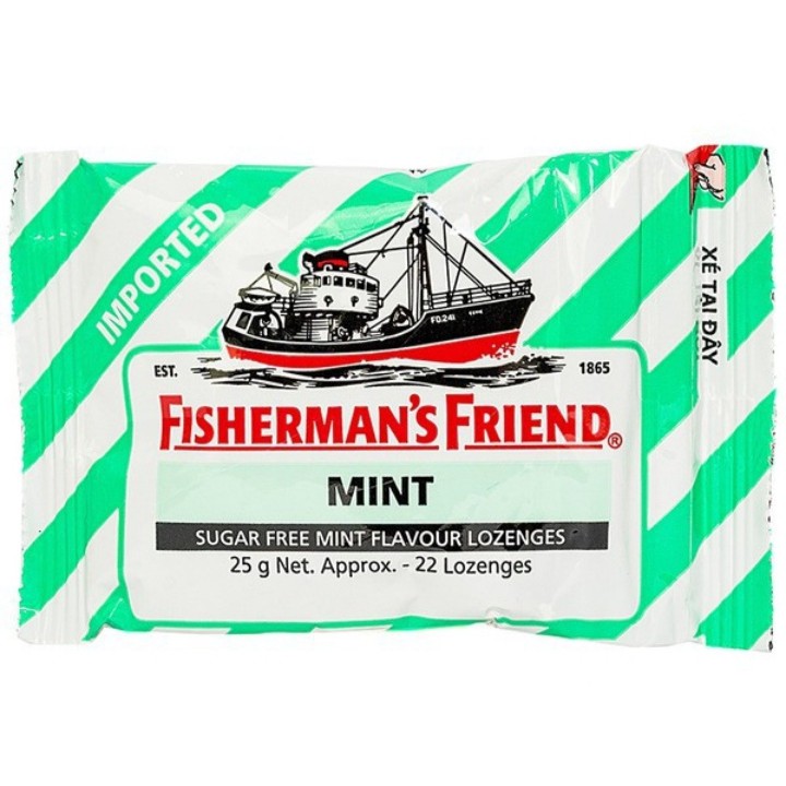 Kẹo Ngậm Giảm Đau Họng Con Tàu Không Đường Fishermans Friend 25g