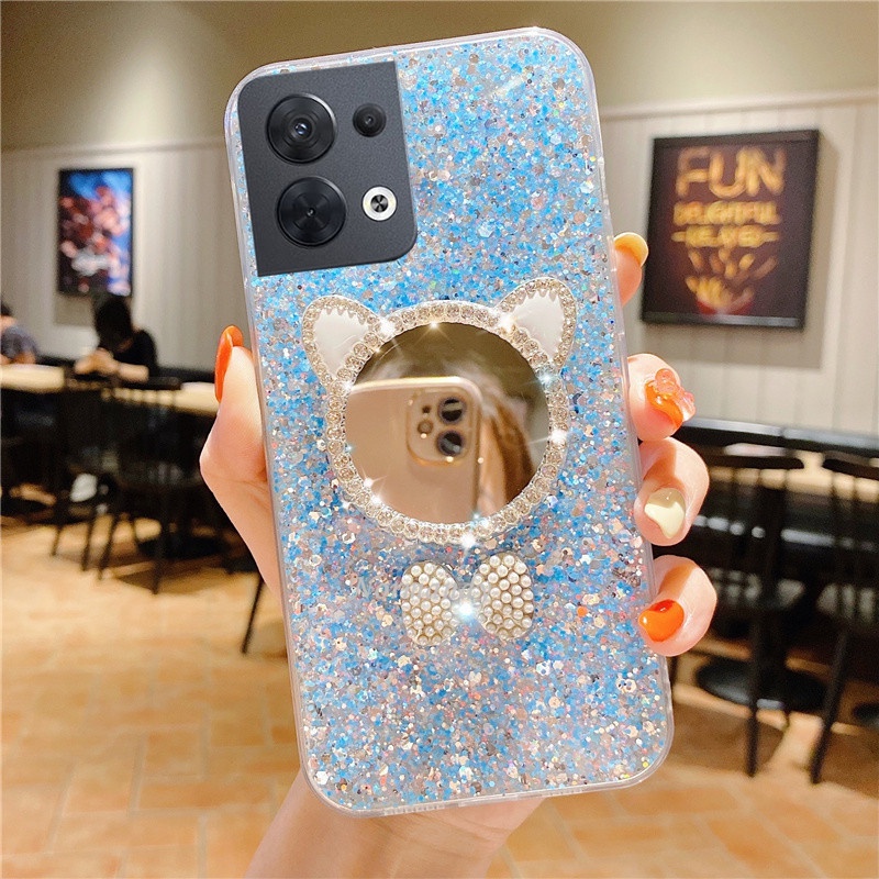 Ốp Điện Thoại TPU Mềm Chống Sốc Gắn Kèm Gương Trang Điểm Cho OPPO Reno8 8Z 8Pro Reno 8 7 7Z 7Pro 6Z 6 Z Pro 5G 4G 2022