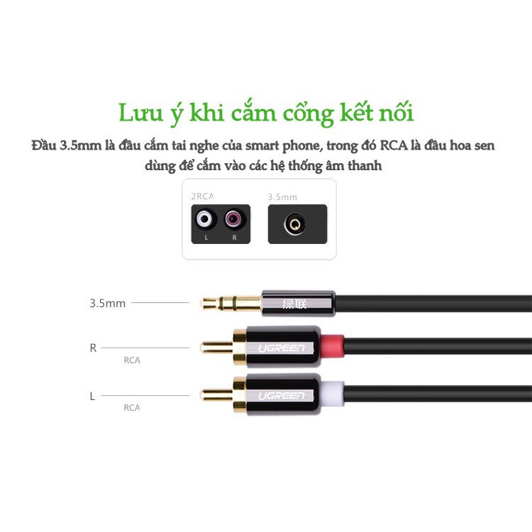 [Mã ELHACE giảm 4% đơn 300K] Cáp Audio 1 ra 2 dài 1,5m cao cấp Ugreen 10583 chính hãng- Bảo hành 18 tháng