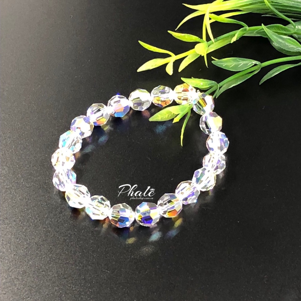 Vòng Tay Pha Lê Tròn Trắng 08mm Được Thiết Kế Từ Pha Lê Swarovski