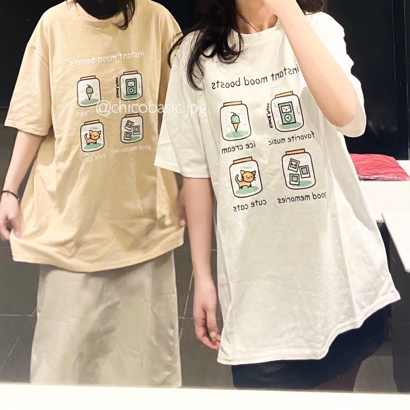 [ẢNH THẬT 100%] Áo phông hình cute oversize chất đẹp 2 màu from rộng tay lỡ 100% cotton co dãn 4 chiều