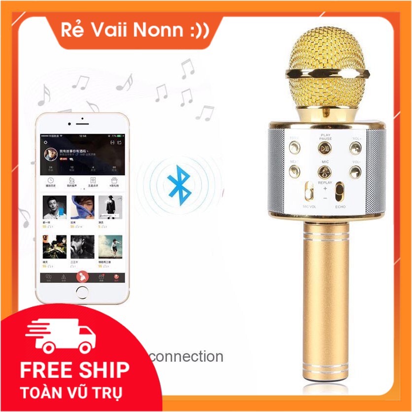 MICRO karaoke bluetooth WS858 10 không dây có loa |Uytin