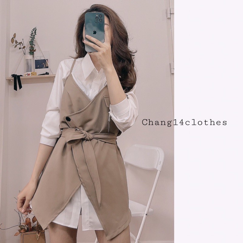 Set áo vest vạt chéo