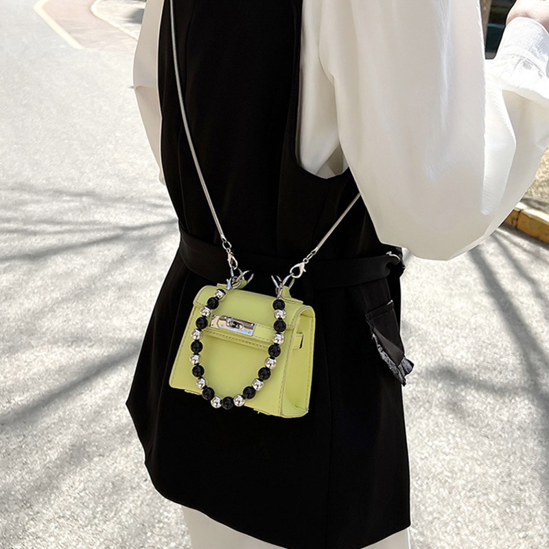 IELGY Túi Đeo Chéo Vai Có Dây Xích Đính Ngọc Trai Thời Trang Dành Cho Nữ