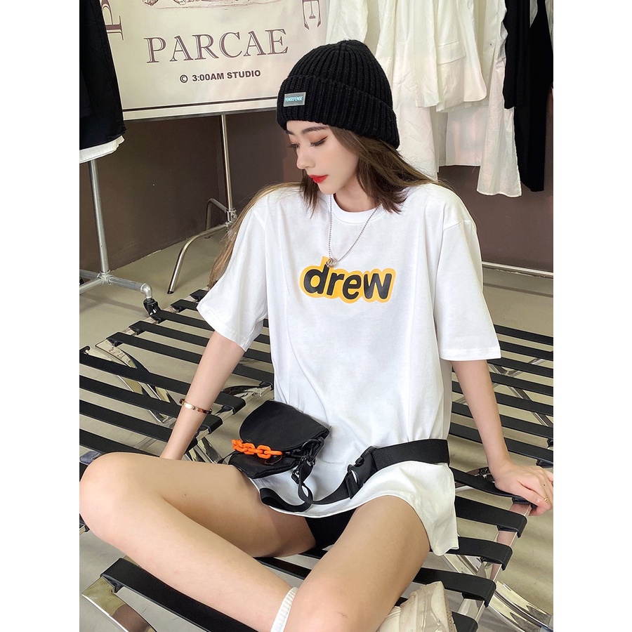 Áo thun tay lỡ Chữ Drew áo thun unisex nam nữ form rộng oversize chất liệu cotton 46 Clothing | BigBuy360 - bigbuy360.vn