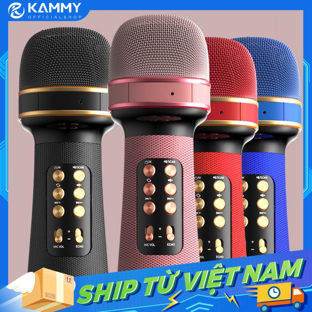 Micro hát nhạc cầm tay máy nghe nhạc karaoke bluetooth tương thích