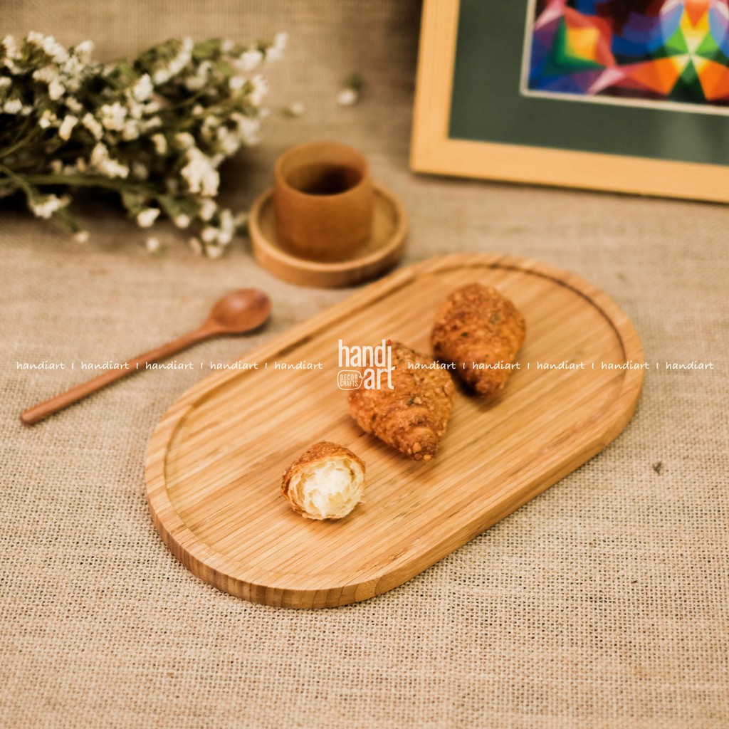 Khay gỗ tre Oval - Khay tre tự nhiên - Khay tre đựng thức ăn - bamboo wooden tray