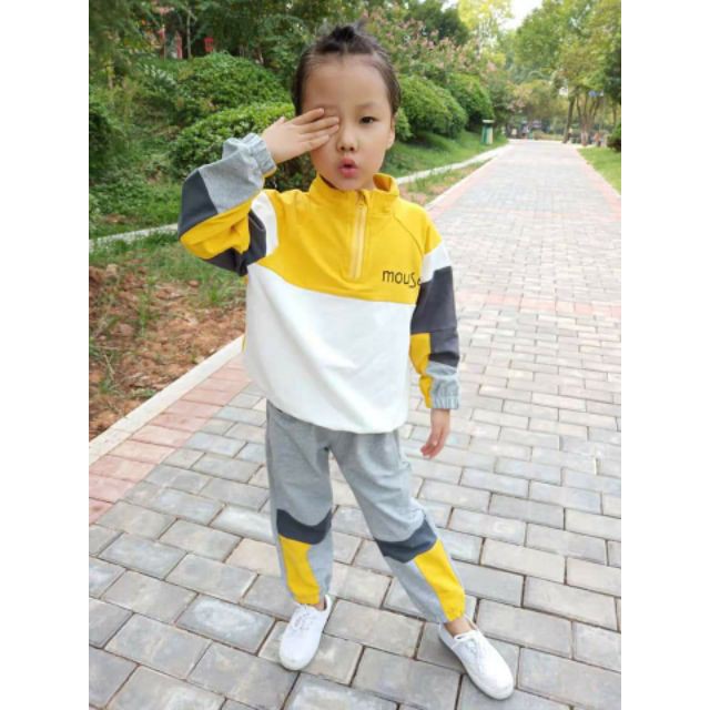 Bộ Nỉ Cotton Dáng Thể Thao Cho Bé Gái 3 4 Tuổi.