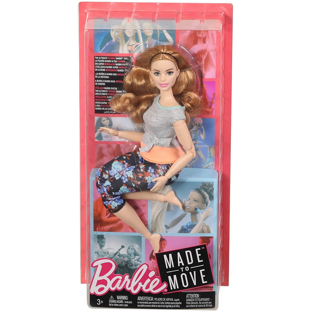 Barbie Made to Move Dolls with 22 Joints and Yoga Clothes, Floral, Pleach FTG84 Búp Bê barbie 22 Khớp Nối Quần Áo Tập yoga Hoa Xếp Nếp ftg84