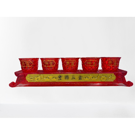 Bộ ly cúng có khay màu đỏ