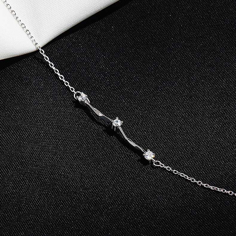 Vòng Tay Mạ Bạc 925 Đính Đá Zircon Đơn Giản Thời Trang Phong Cách Hàn Quốc