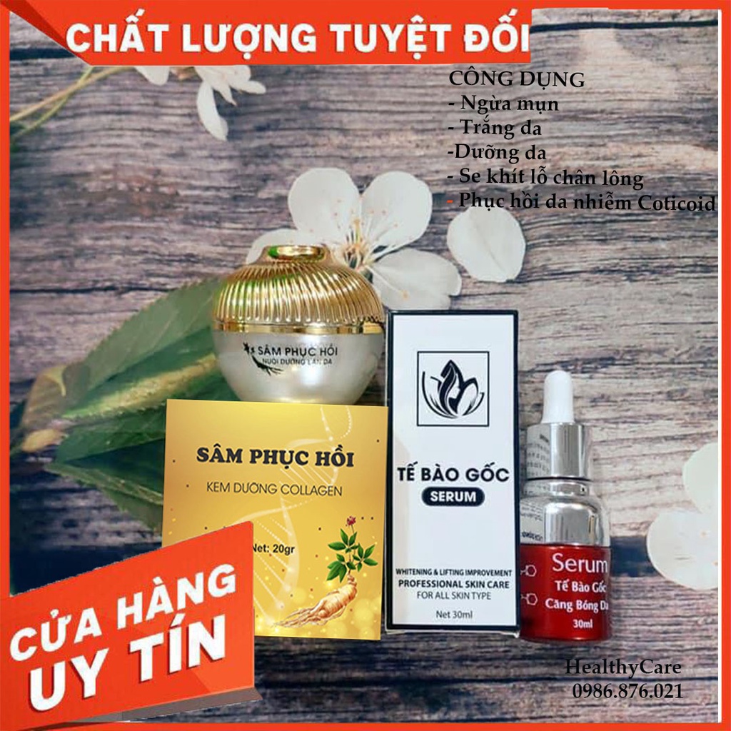 Sâm Phục Hồi + Serum Tế Bào Gốc 30ml ( Se khít chân lông -Căng mịn -Trắng da -Ngừa Mụn)
