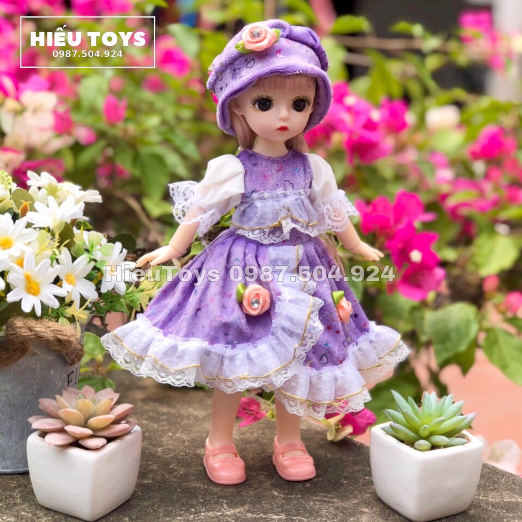 Búp Bê Bjd 30cm Khớp Xoay Chuyển Linh Hoạt Mặt Xinh Váy Đẹp Đồ Chơi Cho Bé Gái Hiếu Toys