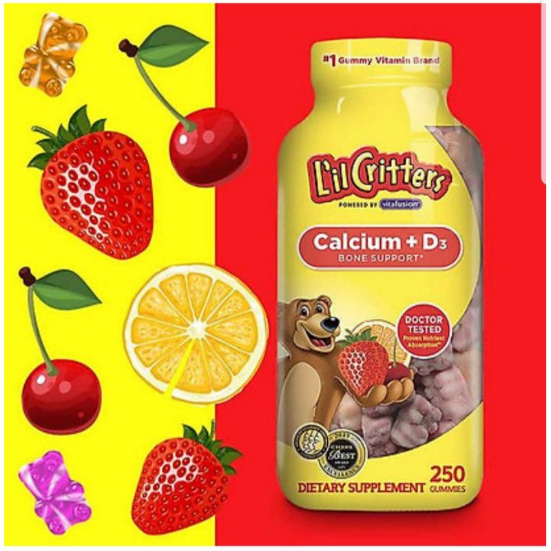 ( Thanh lý Date 11/2021 ) Lil Critters Calcium Gummy Bears With Vitamin D3