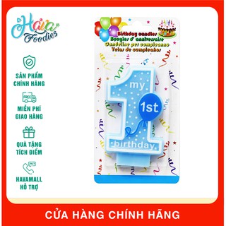 Nến sinh nhật 1 tuổi màu xanh cho bé uncle bills